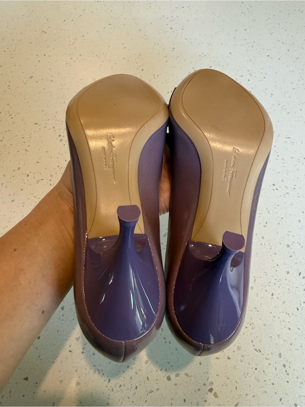 Salvatore Ferragamo Lilac Vara Bow Peep-Toe Pumps - Picture 7 of 16